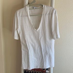 Emerson Fry cream linen v-neck tee